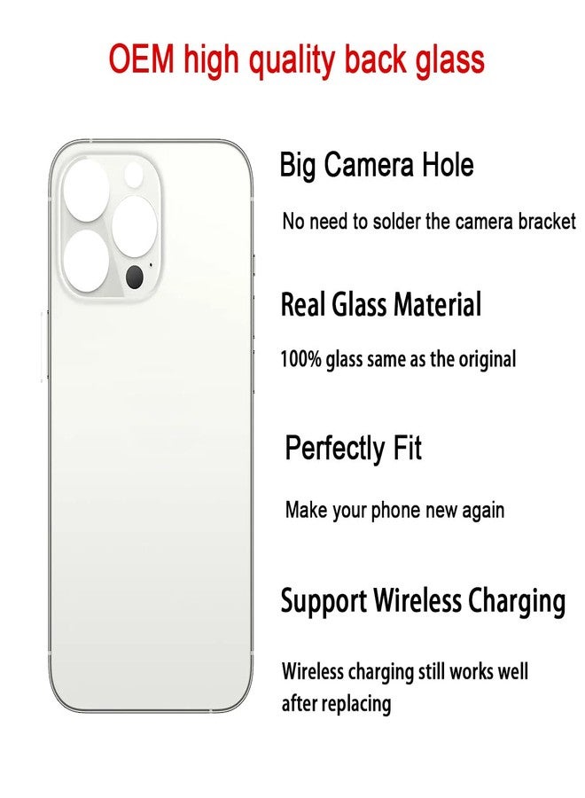 Perzework غطاء خلفي زجاجي بديل من بيرزورك لهاتف آيفون 13 برو 6.1 بوصة (فضي) لجميع شركات الاتصالات مع أدوات إصلاح - Image 3